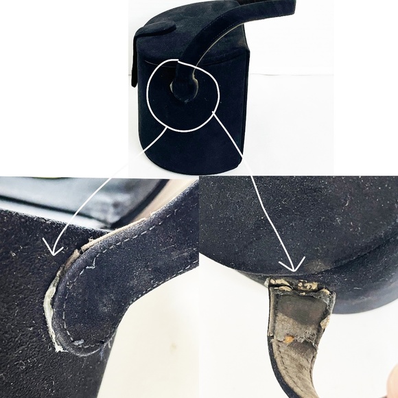 Vintage Coblentz Bag Black Perma Suede Small Vanity Bag with Mirror 60s Retro - Picture 9 of 9